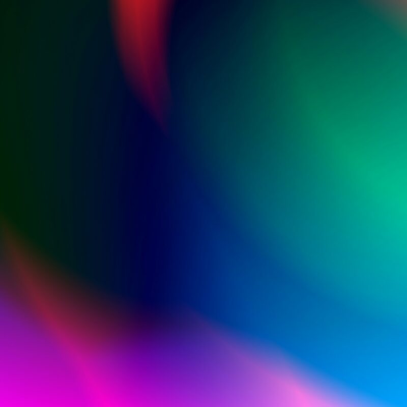 Abstracte compositie van vloeiende kleuren blauw, groen en rood.
